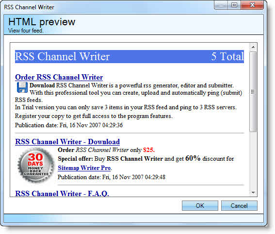 download an rss series with web browser