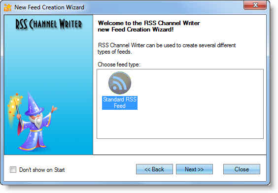 RSS creation wizard